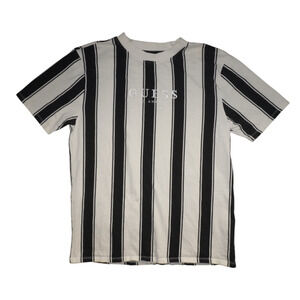 Guess Originals Striped T-Shirt Black White Logo Tee Men’s Medium Casual Top